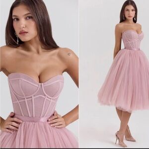 House of CB Darling Dress – French Rose Tulle Midi (M)